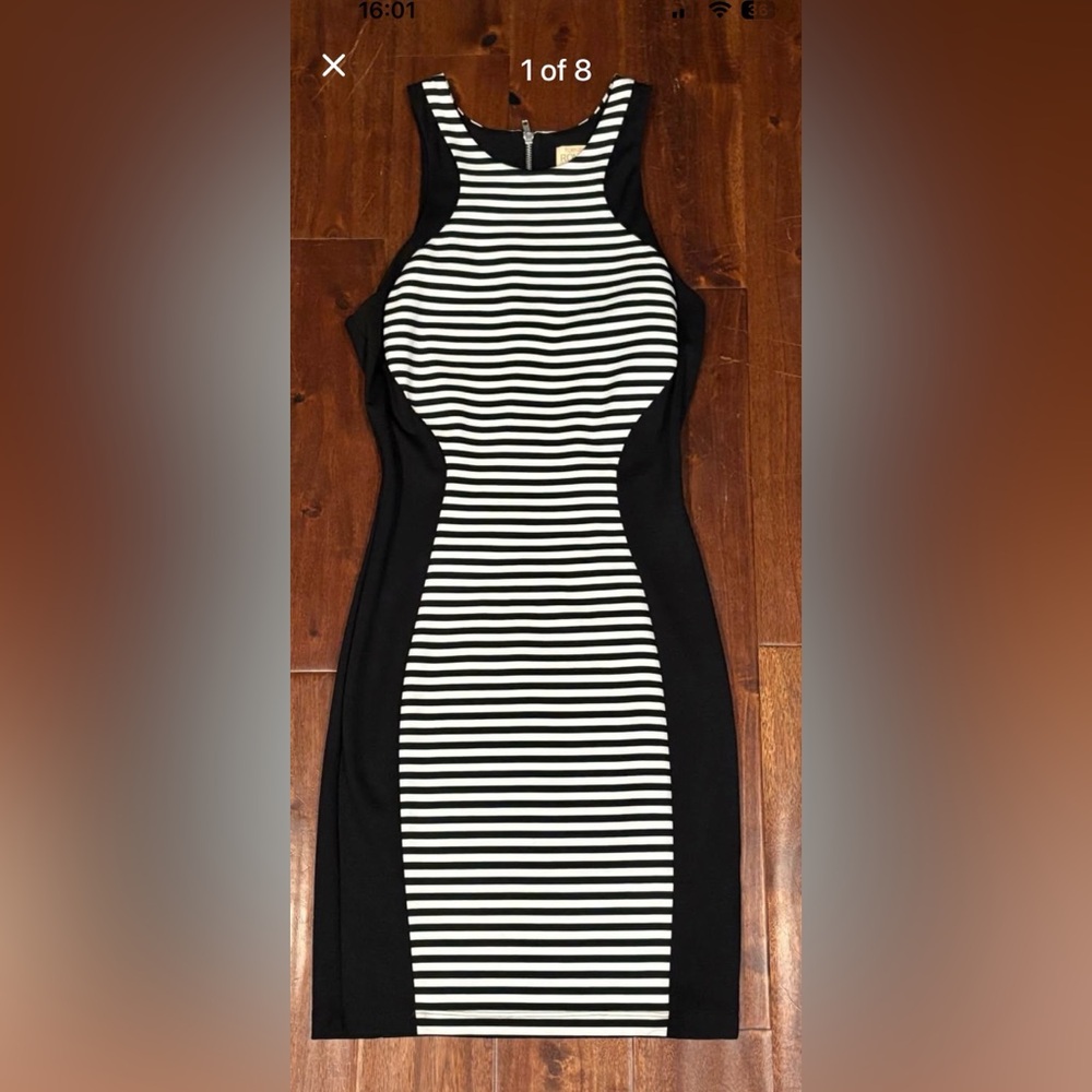 Ronny Kobo Black and White Striped Women's Dress